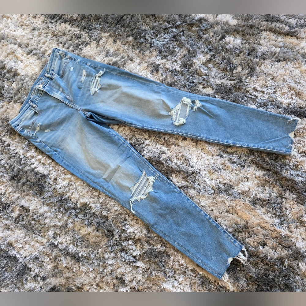 American Eagle Outfitters Light Blue Distressed Skinny Jeans
